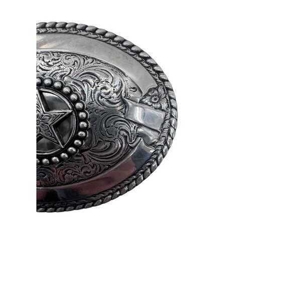 Crumrine Texas Star Floral Swirl Ornate Western Belt Buckle Fast Shipping - Picture 4 of 14